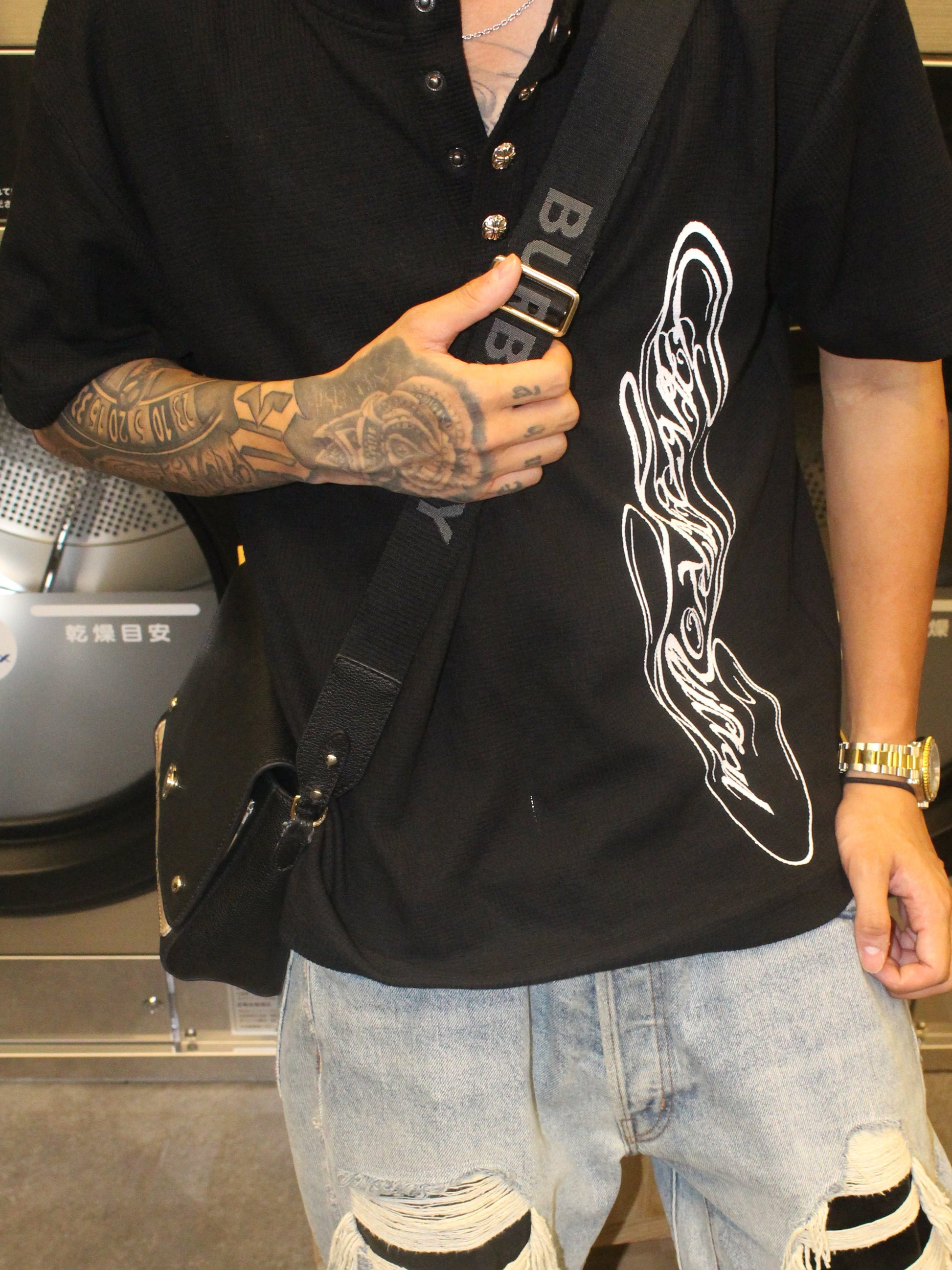 Signature Henley Tee Black