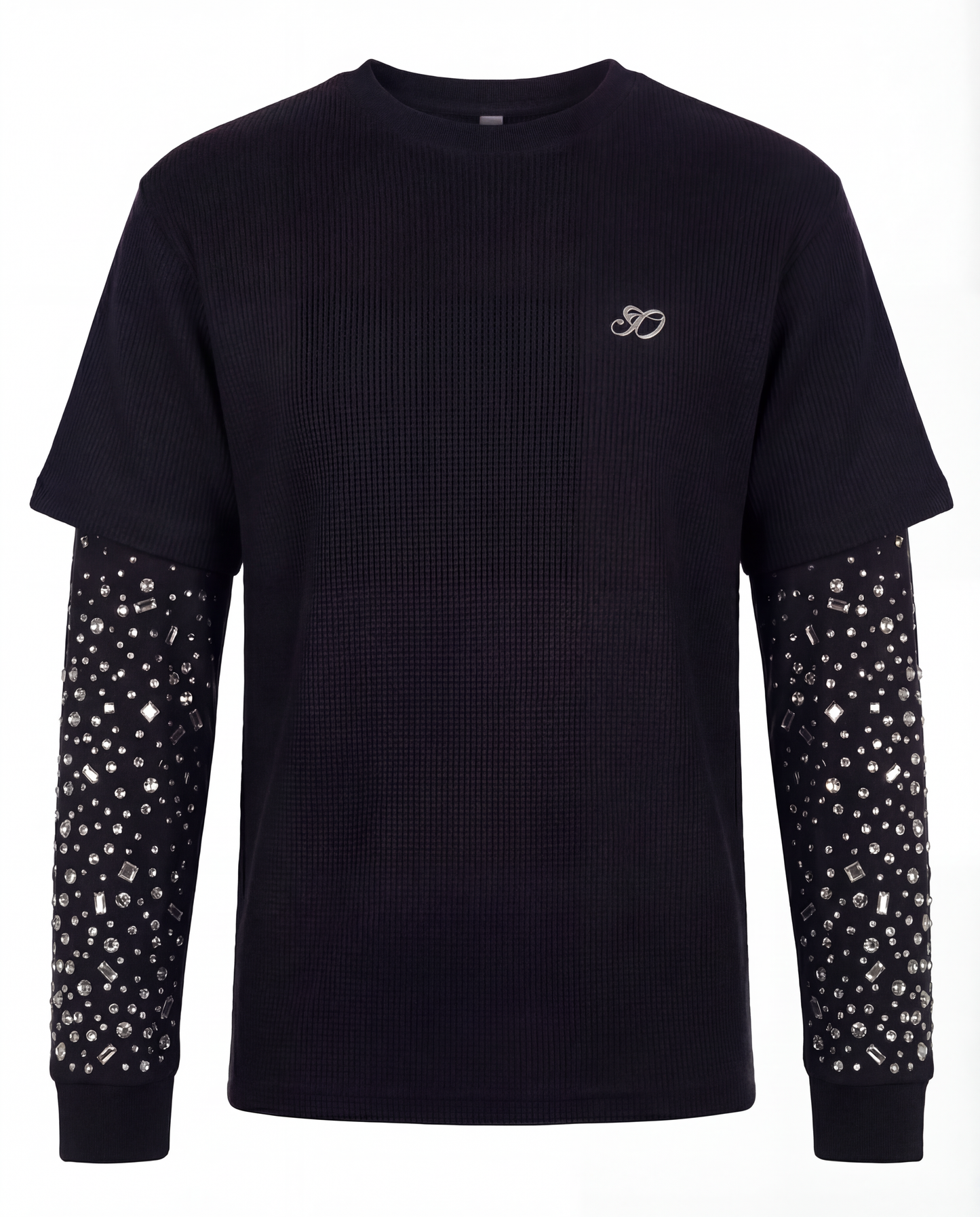 Crystal Waffle Long Sleeve Black