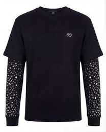 Crystal Waffle Long Sleeve Black