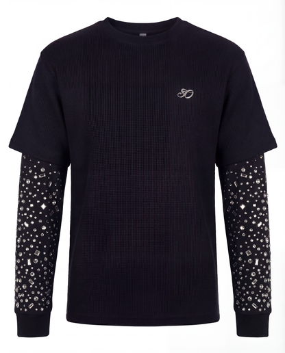 Crystal Waffle Long Sleeve Black