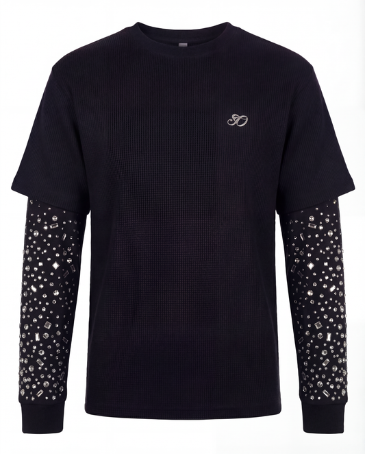Crystal Waffle Long Sleeve Black