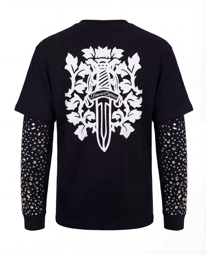 Crystal Waffle Long Sleeve Black