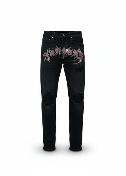 ラインストーンスキニーパンツ