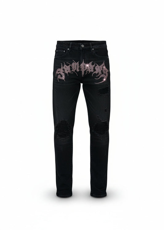 ラインストーンスキニーパンツ